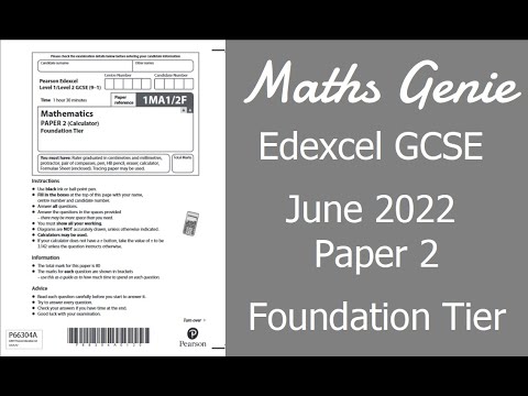 Edexcel GCSE Maths June 2022 2F Exam Paper Walkthrough