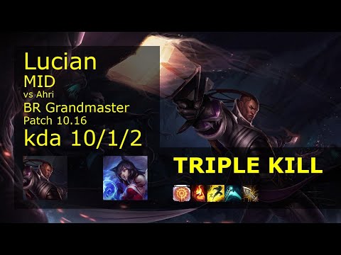 Lucian Mid vs Ahri - BR Grandmaster 10/1/2 Patch 10.16 Gameplay
