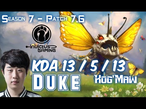 IG Duke KOG'MAW vs DRAVEN ADC - Patch 7.6 KR Ranked