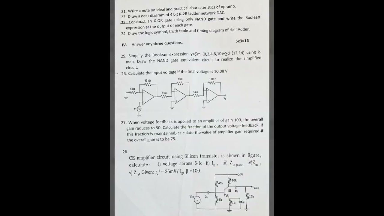 2nd pu Electronics midterm exam question paper