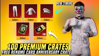 Got 100 Premium Crates & Free Rename Card | 6 Anniversary Shop New Timing | PUBGM