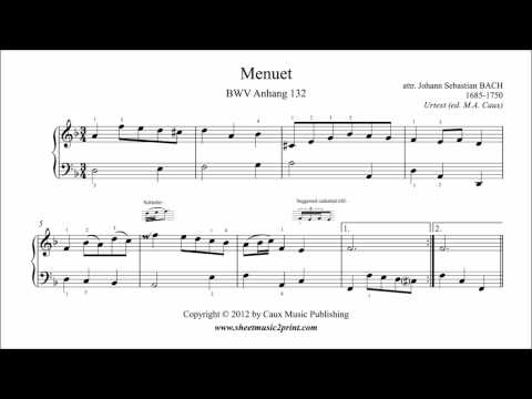 Bach : Menuet in D minor, BWV Anhang 132