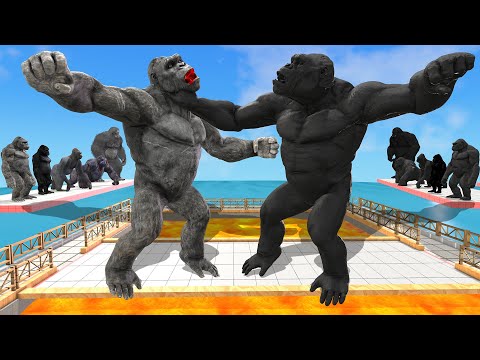 Arbs Mutant Primates Kong vs Shadow Itself on Small Lava Bridge Animal Revolt Battle Simulator