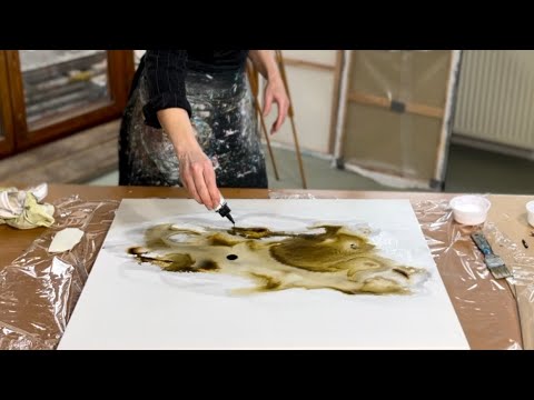 Meditative abstract acrylic painting techniques #002 pour and flow - Pouring Medium