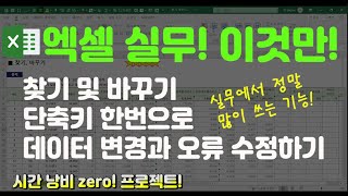 엑셀은 이것만! 찾기 및 바꾸기! 단축키 한번으로 데이터 변경과 오류 수정하기! 실무에서 정말 많이 쓰는 기능! 시간 낭비 ZERO! 프로젝트!