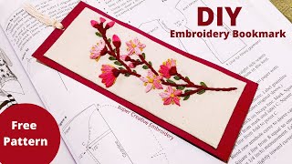 How to make a Hand Embroidery Bookmark I Tutorial I Handmade Embroidered Bookmark DIY I Free Pattern