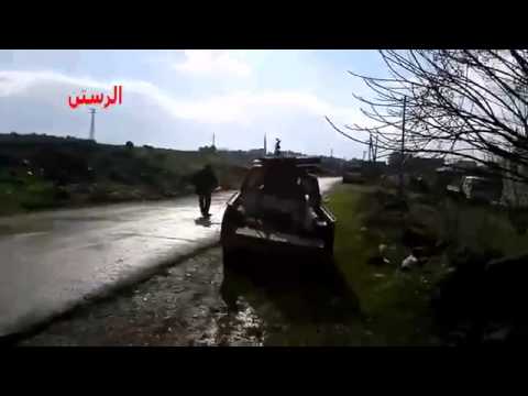 استهداف  قوات النظام براجمة صواريخ كاتيوشا من قبل كتيبة الناصر في مدينة الرستن في محافظة حمص