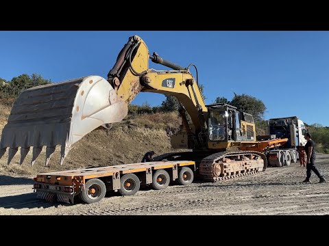 Transporting The Caterpillar 365C Excavator With Goldhofer Trailer - Fasoulas Heavy Transports