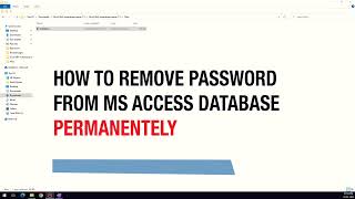 how to remove password from MS Access database per