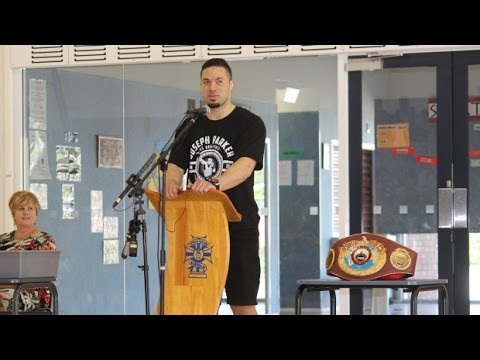 Joseph Parker visits Auckland's Marcellin College (his former school)