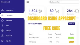 How to Build a Dashboard in Google Appscript | Free Code