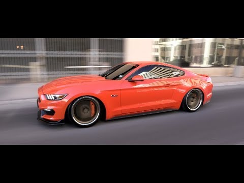 Air bagged 2015 Ford Mustang on 20 inch Staggered Blaque Diamond wheels cruises the streets!