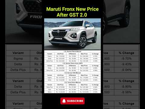 Maruti Fronx New Price After GST 2.0 #marutisuzuki #fronx #carnewstoday #ytshorts