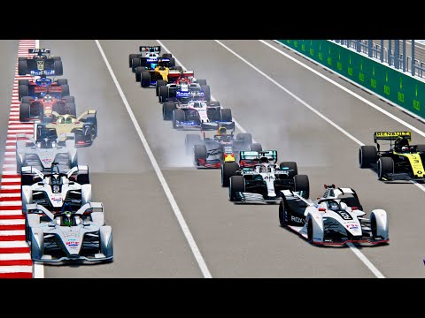 All F1 2019 Cars vs All Formula E Cars - Azerbaijan Baku