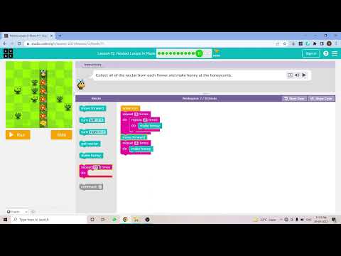 L12-11 |Code.org | Express-2021 | Lesson 12: Nested Loops in Maze | level 11