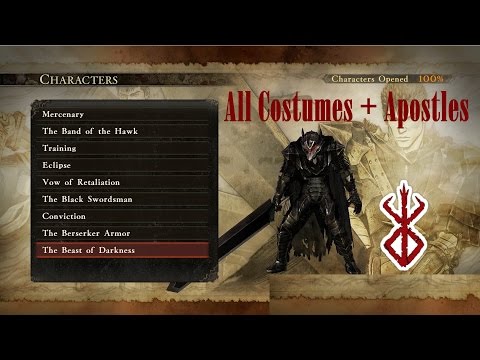 Berserk: All Characters, Costumes, Apostles and Bosses (English -Non DLC only - Musou)