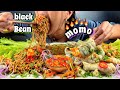 EATING SPICY BLACK BEAN NOODLES, MOMO WITH CHUTNEY & SOUP | MOMO & NOODLES MUKBANG | TASTY MOMO ASMR