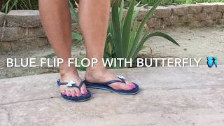 Pink, purple,flower, black flip flops,  flat rubber slipper