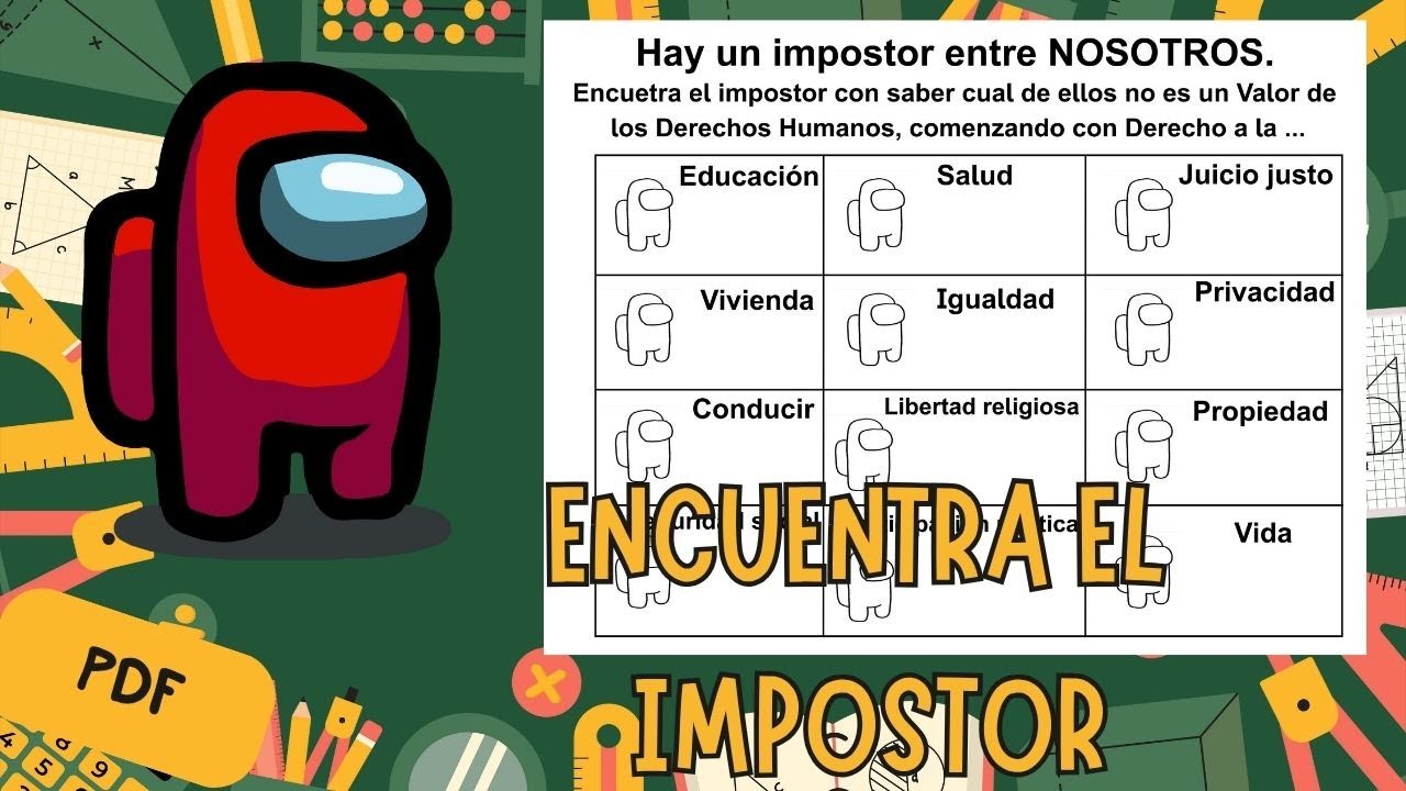 👨🏻‍🏫Encuentra el IMPOSTOR- [PDF] - INSUMO DOCENTE Paso a paso AMONG US 🪐🚀🛸