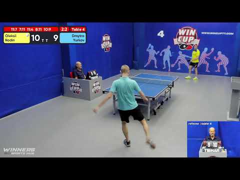 12:00 Родин Алексей 3-2 Юрков Дмитрий стол 4  ЮГ-1  16.06.22