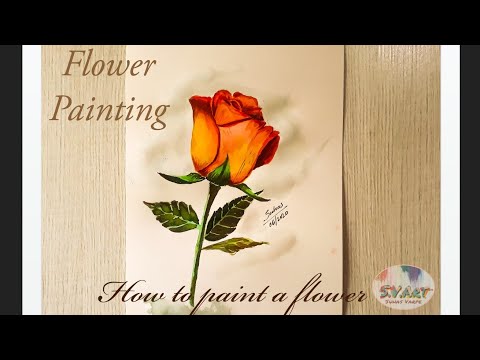 How to paint a flower  | step by step Flower painting with watercolours  | Rose flower painting