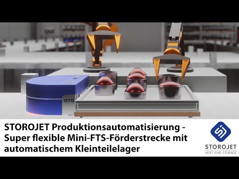 STOROJET Produktionsautomatisierung | Mini-FTS-Förderstrecke mit automatischem Kleinteilelager