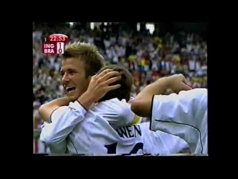 BRASIL 2X1 INGLATERRA QUARTAS COPA 2002 GLOBO