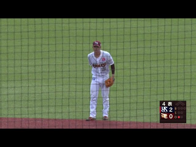 【ファーム】イーグルス・永田颯太郎 二遊間を抜けそうな打球を処理し正確な送球でアウトを奪う!!  2024年8月18日 東北楽天ゴールデンイーグルス 対 東京ヤクルトスワローズ