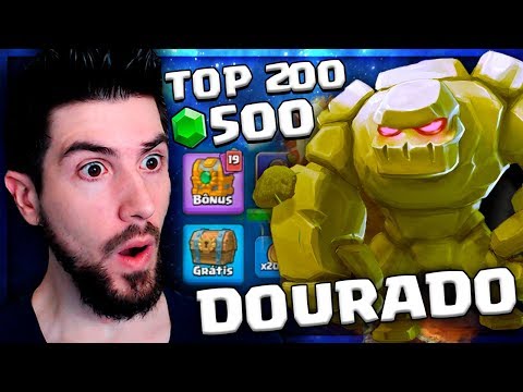 GOLEM DE OURO, TOP 200 E LIBEREI AS RECOMPENSAS DE GEMAS NO CLASH ROYALE!
