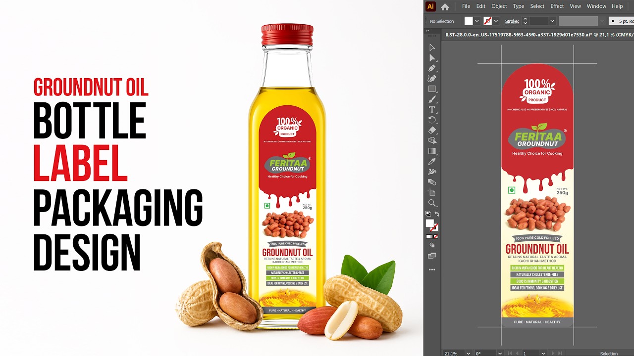 How to Create a Groundnut Oil Bottle Label Design | Product Packaging Design