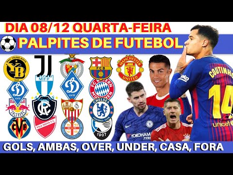 Palpites de Futebol para Hoje 08/12, QUARTA.
