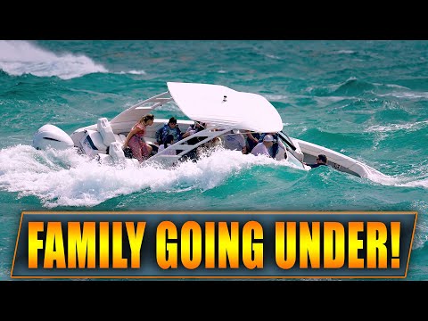 WARNING: FAMILY IN TROUBLE AT HAULOVER INLET ! | BOAT TAKES ON TOO MUCH WATER ! | WAVY BOATS