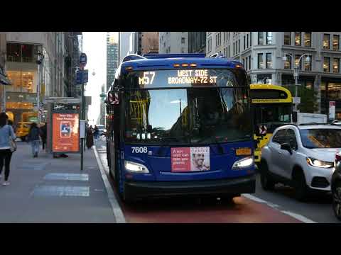 NYCT Bus: West Side 2019 New Flyer XD40 #7608 M57 @ W 57 St/Broadway