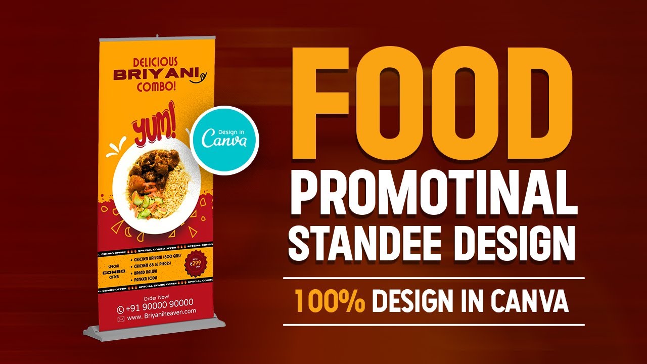 How to design a Restaurant/Food Promotional Banner or Standee Design using Canva
