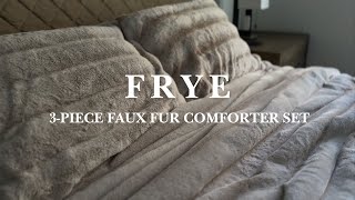 FRYE 3-piece Faux Fur Comforter Set, Beige Color, Queen Size