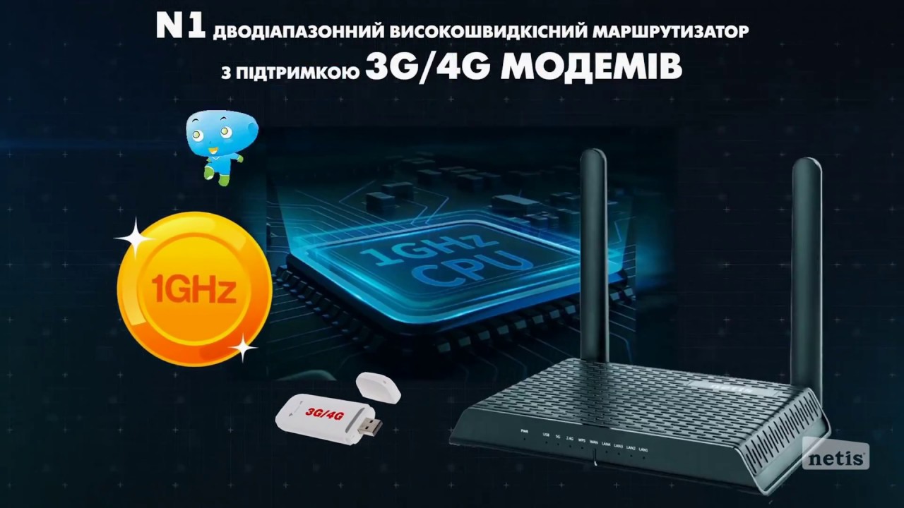 Wi-Fi роутер Netis N1, черный