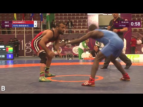 1/4 FS - 65 kg: I. MOHAMED (EGY) df. C. TUTU BISSUA (GBS) by TF, 10-0