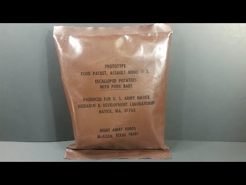 1981 Food Packet Assault 24 Hour MRE Review Potatoes w/ Pork Bars Prototype Ration Taste Testing