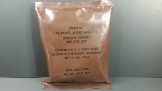 1981 Food Packet Assault 24 Hour MRE Review Potatoes w/ Pork Bars Prototype Ration Taste Testing