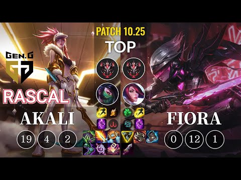 GEN Rascal Akali vs Fiora Top - KR Patch 10.25