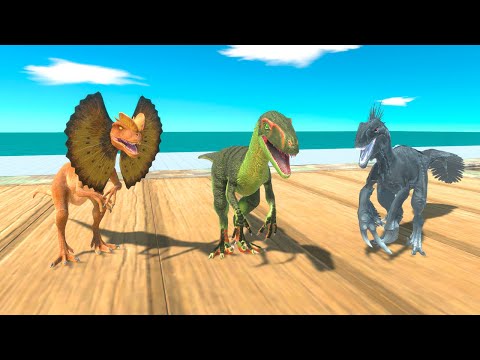Deinonychus, Dilophosaurus, Excavaraptor Death Run - Animal Revolt Battle Simulator
