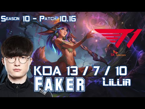 T1 Faker LILLIA vs FIDDLESTICKS Jungle - Patch 10.16 KR Ranked