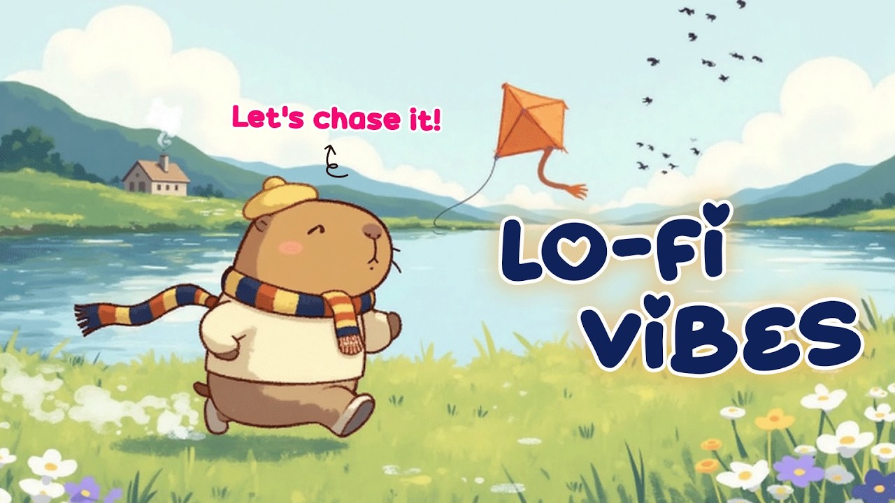 Capybara’s Slow Kite Flying Day 🐹🪁🌿  Chill Lofi Beats to Help You Relax Deeply and Maintain Long