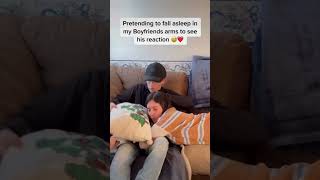 Falling Asleep In My Boyfriend’s Arms To See His Reaction…. 😅❤️ #shorts