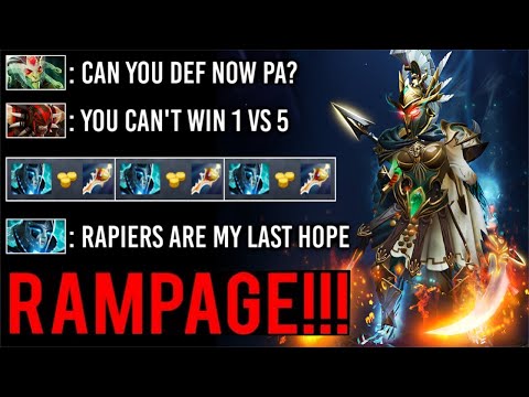 1v5 And They Thought its Over But.. 3x Rapiers PA vs MEGAS 6100 Crit 1 Shot All WTF Comeback Dota 2