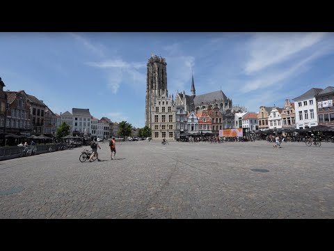 Walk along Malines (Mechelen) during a beautiful June day, Central Belgium