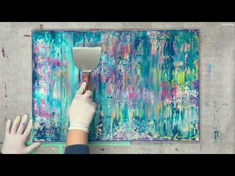 abstrakte Acrylmalerei mit der Rakel-  und Spachteltechnik | verschiedene Werkzeuge
