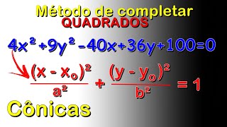📌 MÉTODO DE COMPLETAR QUADRADOS - Equação das cônicas
