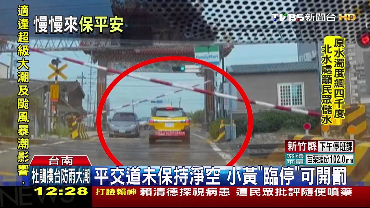 等紅燈被關平交道 小黃險遭火車撞上