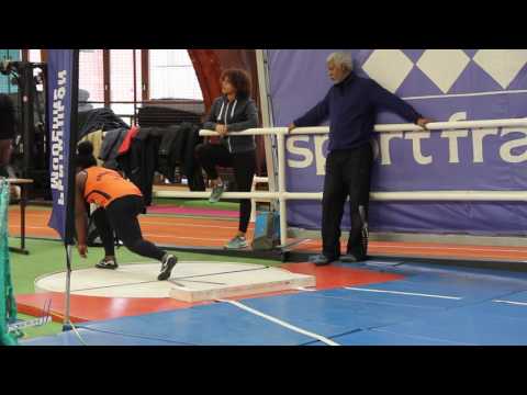 Poids – Essais 4 – JUF – Championnat Régionaux Indoor 15/01/2017 – INSEP
